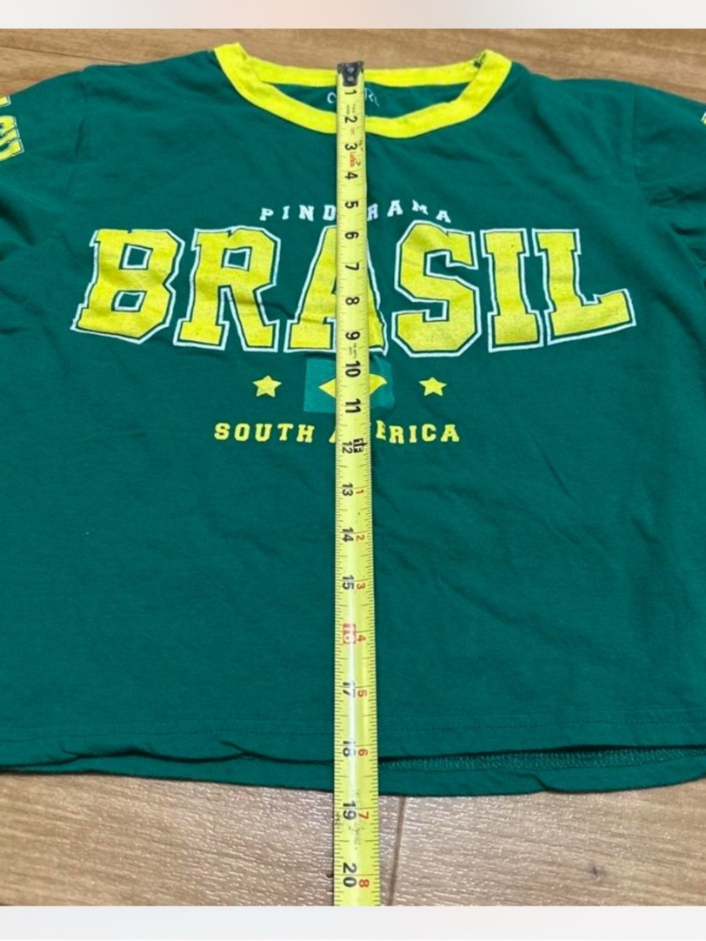 Brasil Green Crop Tee with Yellow Trim size M - Picture 6 of 6